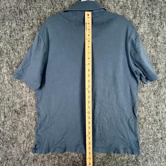 Lands End  Polo Shirt Medium Men Traditional Fit Slate Blue Business Casual - Picture 7 of 8